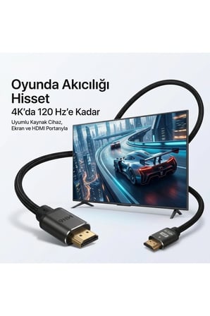 MN6 M308KF HDMI 2.1 Kablo, 1,5 Metre, 8K 60Hz, 4K 120Hz, 48 Gbps, Örgülü Erkek-Erkek