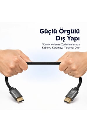 MN6 M308KF HDMI 2.1 Kablo, 1,5 Metre, 8K 60Hz, 4K 120Hz, 48 Gbps, Örgülü Erkek-Erkek