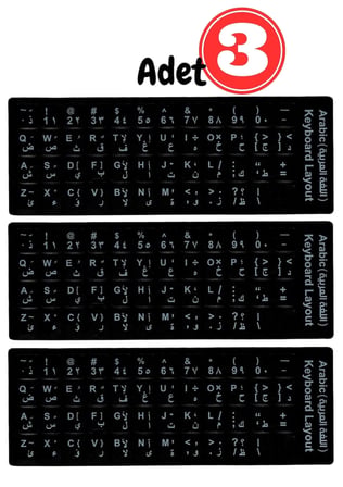 MN6 MAP01 Arapça İngilizce Klavye Sticker 3 Adet Laptop PC Uyumlu Silinmez Yapışkanlı Harf Etiketi