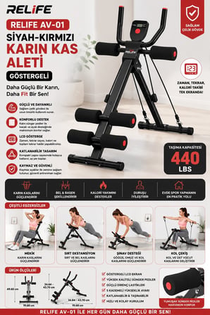 Aktif Yaşam Vücut Geliştirme Fitness Ürünü Relife AV-01 Abdomınal Karın Kas Egzersiz Spor Aleti