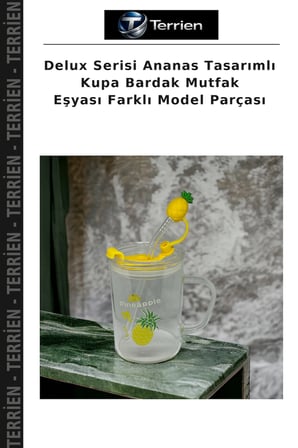 Delux Serisi Ananas Tasarımlı Kupa Bardak Mutfak Eşyası Farklı Model Parçası