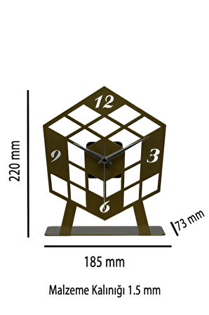 Küp Model Metal Lazer Kesim Akar Sessiz Mekanizmalı Masa Saati