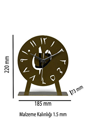 Elif-Vav Model Metal Lazer Kesim Akar Sessiz Mekanizmalı Masa Saati