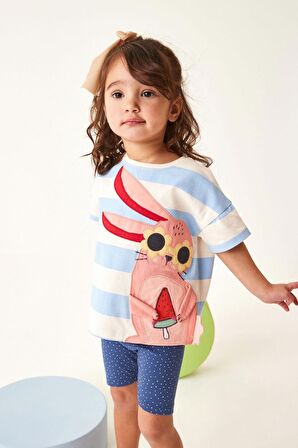 % 100 Pamuklu Blue White Bunny Taytlı Oversize Alt Üst Takım