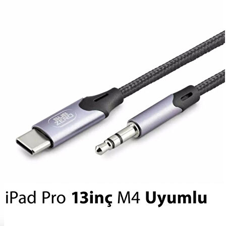  iPad Pro 13 inç (M4) uyumlu Metal Başlık AUX Kablo Ses Dönüştürücüsü Hasır Type-C Çeviricisi