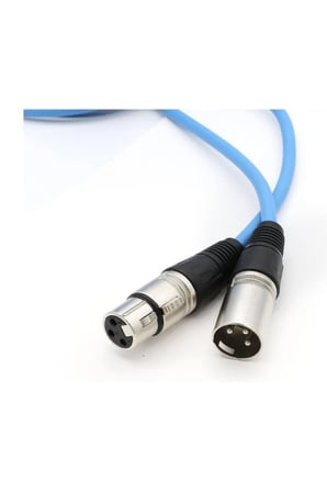 Mikrofon Kablosu 5 Metre Mavi Renk | Xlr Erkek – Xlr Dişi | Sahne – Stüdyo – Ses Kablosu