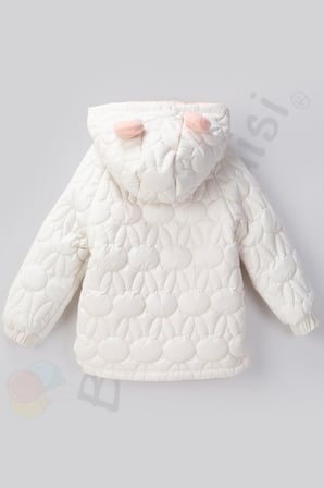 YENİ Tavşanlı Fermuarlı İçi Kürklü Peluş Cepli Kapüşonlu Şişme Kar Kışlık Kız Bebek Mont Çocuk Kaban