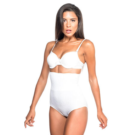 Beyaz Mı Emay 2079 Yüksek Bel Desenli Double Slip Korse