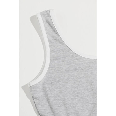 Kadın Gri Askılı Crop Top Ve Şortlu Gecelik Takım