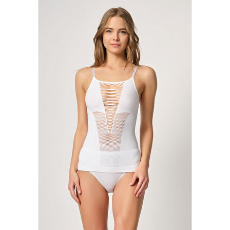 Beyaz Mı Emay 5038 İp Askılı Fantazi Atlet Korse