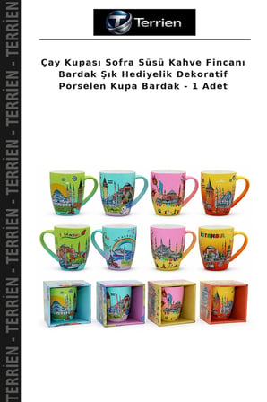 Çay Kupası Sofra Süsü Kahve Fincanı Bardak Şık Hediyelik Dekoratif Porselen Kupa Bardak - 1 Adet