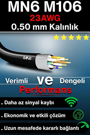 MN6 M106 50 Metre Internet Kablosu/UTP 0.50mm Cat6 Iki Kat Korumalı/iç Dış Mekan/50 M Ethernet Kablosu