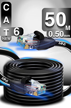 MN6 M106 50 Metre Internet Kablosu/UTP 0.50mm Cat6 Iki Kat Korumalı/iç Dış Mekan/50 M Ethernet Kablosu