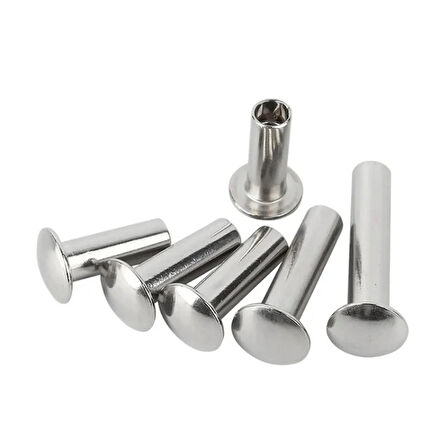 20’li Paket | M5x45mm SS304 Paslanmaz Yarı Tüplü (Boru Tipi) İnce Başlı Perçin