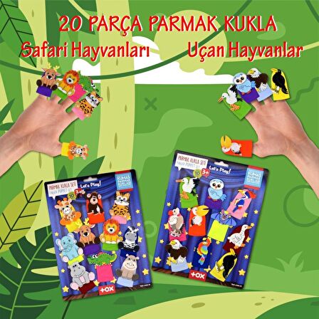 2 Set - 20 Parça Tox Safari ve Uçan Hayvanlar Parmak Kukla T223 T222