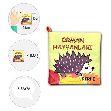 Tox Orman Hayvanları Kumaş Sessiz Kitap T055 - Bez Kitap , Eğitici Oyuncak , Yumuşak ve Hışırtılı