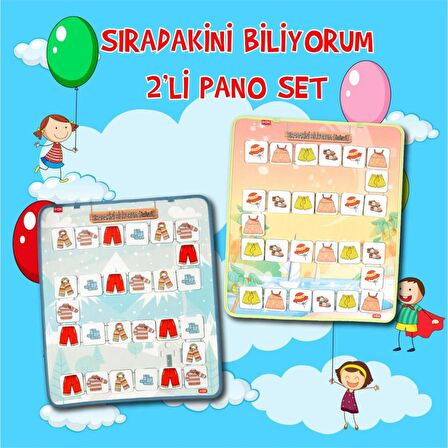 2 Set - 54 Parça  Sıradakini Biliyorum Yaz ve Kış Keçe Cırtlı Duvar Panoları , Eğitici Oyuncak