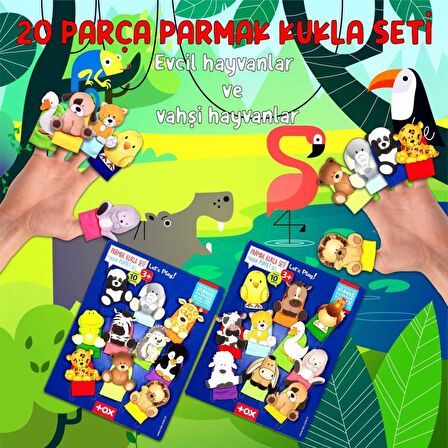 2 Set - 20 Parça Tox Vahşi Hayvanlar ve Evcil Hayvanlar Parmak Kukla T771 T781