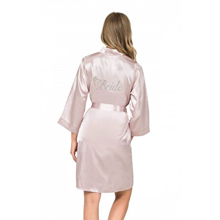 MARSiLYAN- Pudra Kısa Saten Bride Sabahlık