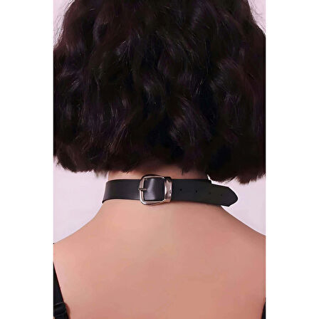MARSİLYAN- Püsküllü Deri Tasma, Deri Choker, Püskül Detaylık Şık Choker - APFT1236
