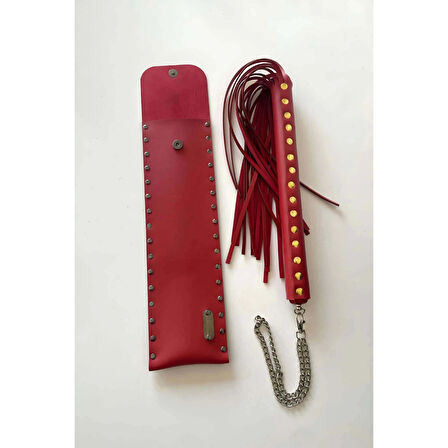 MARSİLYAN- Deri Çantalı Kırmızı Kırbaç, Şık Deri Kırbaç, Sexy Aksesuar - APFT1287