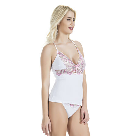 MARSiLYAN- Çapraz Askılı Güpür Dantelli Atlet Külot Takım 080