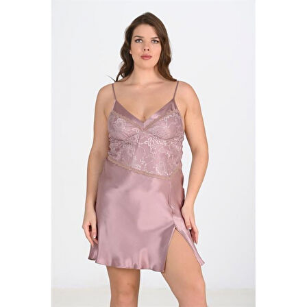 MARSiLYAN- Büyük Beden 2li Vizon Sabahlık Takımı Bigsize 6205
