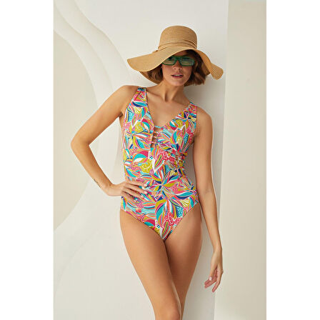 MARSiLYAN- Özel Tasarım Tropikal Desenli Mayo