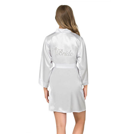 MARSiLYAN- Ekru Kısa Saten Bride Sabahlık