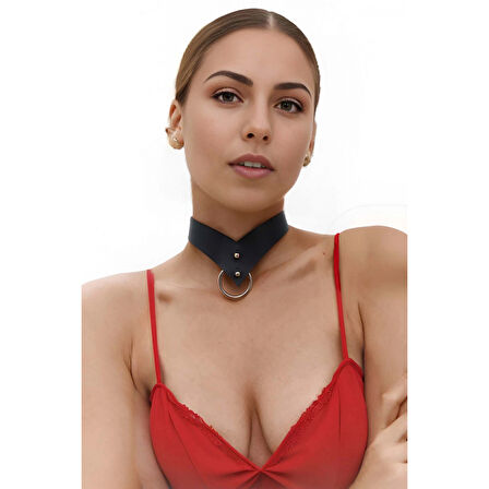 MARSİLYAN- Tarz ve Şık Choher, Halka Detaylı Tarz Deri Kolye - APFT1370