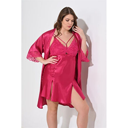 MARSiLYAN- 2'li Vişne Sabahlık Takımı Bigsize 6212