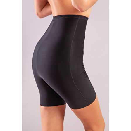 Golshan Girdle Extra Hight Waist Short Corset, İz Yapmayan Görünmez Ekstra Yüksek Bel Uzun Paçalı Siyah Korse