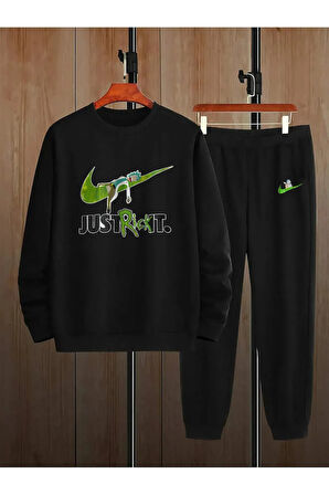 Uyuyan Ricky Baskılı Unisex Sweatshirt Alt-üst Takım