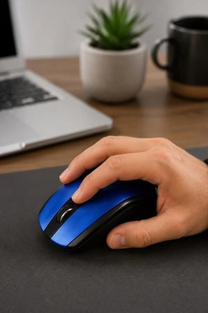 Özel Seri Donanım Taşınabilir Masaüstü Mouse Optik Kablosuz Fare TM08 Mavi