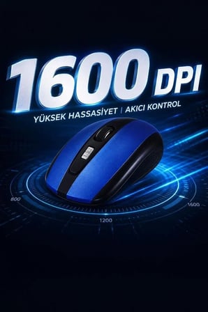 Özel Seri Donanım Taşınabilir Masaüstü Mouse Optik Kablosuz Fare TM08 Mavi