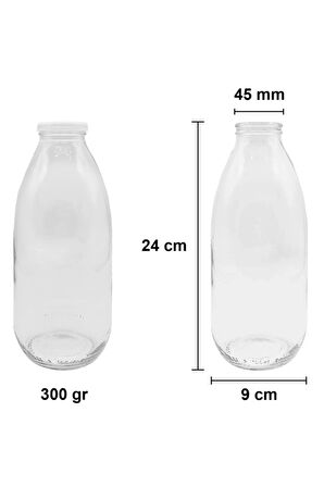 2 Adet 1 Litre Şeffaf Sürahi Süt, Ayran, Su, Limonata, Meşrubat Şişesi Plastik Kapaklı Cam Şişe