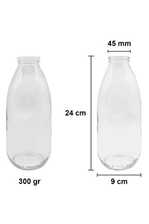 2 Adet Beyaz Plastik Kapaklı 1 Litre Şeffaf Sürahi Süt, Ayran, Su, Limonata Meşrubat Şişesi Cam Şişe