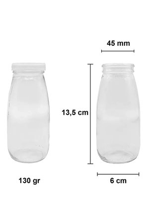4 Adet 250 ML Şeffaf Sürahi Süt, Ayran, Su, Limonata, Meşrubat Şişesi Plastik Kapaklı Cam Şişe
