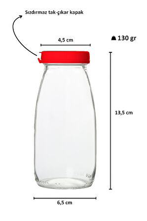 4 Adet 250 ML Şeffaf Sürahi Süt, Ayran, Su, Limonata, Meşrubat Şişesi Plastik Kapaklı Cam Şişe