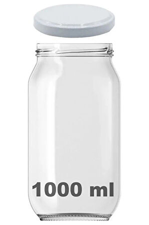 6 Adet 1000 ml Metal Beyaz Konserve Kapaklı Şeffaf Paşabahçe Menemen Turşuluk Cam Kavanoz