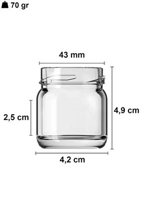 6 Adet 40 ml Gold Metal Kapaklı  Şeffaf Numune Mama Ek Gıda Şekerleme Reçellik Küçük Cam Kavanoz