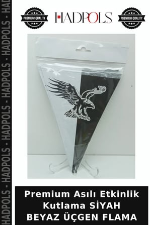 Premium Asılı Etkinlik Kutlama SİYAH BEYAZ ÜÇGEN FLAMA
