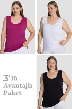 Özel Seri Çoklu Set Yumuşak Kumaş Ev Giyimi Kadın Pamuklu Büyük Beden Kalın Askılı Atlet 3'lü Paket