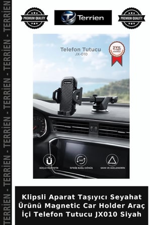 Klipsli Aparat Taşıyıcı Seyahat Ürünü Magnetic Car Holder Araç İçi Telefon Tutucu JX010 Siyah