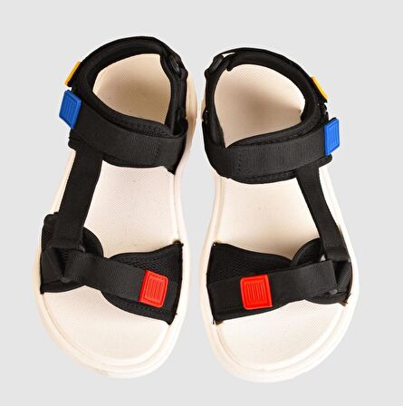 Unisex Step Renkli Cırtlı Rahat Düz Taban Spor Sandalet