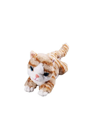 Miyavlayan Sesli Kedi Peluş Oyuncak Uyku Arkadaşı Hediyelik Peluş Yatan Kedi 35 cm