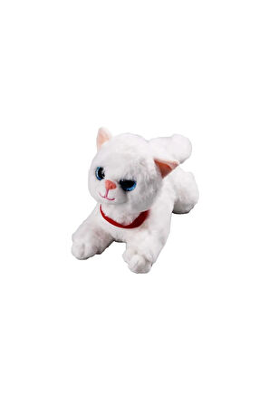 Miyavlayan Sesli Kedi Peluş Oyuncak Uyku Arkadaşı Hediyelik Peluş Yatan Kedi 35 cm
