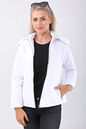 Barbora Günlük Kürklü Şişme Kadın Mont 807beyaz