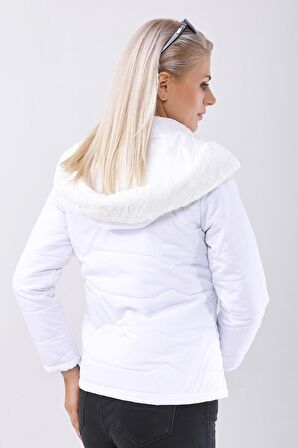 Barbora Günlük Kürklü Şişme Kadın Mont 807beyaz