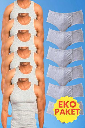 Uniquetrenders Erkek Pamuklu 6 Atlet 6 Slip Külot Set